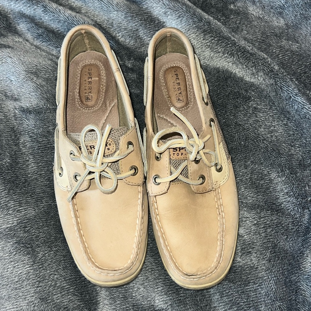 Sperry Topsiders Tan Women’s Boat Shoes, Size 8